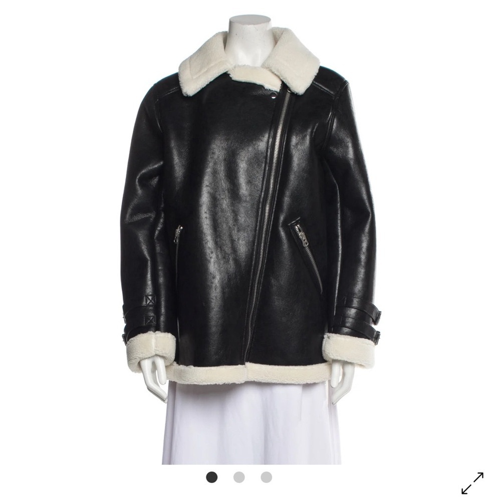 Jason Wu Biker Jacket Black and White Shearling Jacket